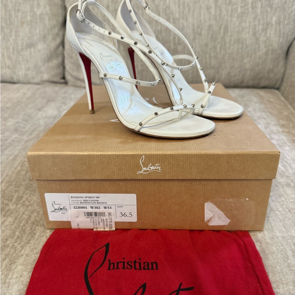 Christian Louboutin White Studded Strappy Heels